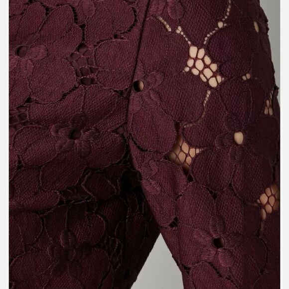 Diane von Furstenberg Aubergine Sarita Lace Dress Cocktail Burgundy Floral Sz 2 - Picture 7 of 8